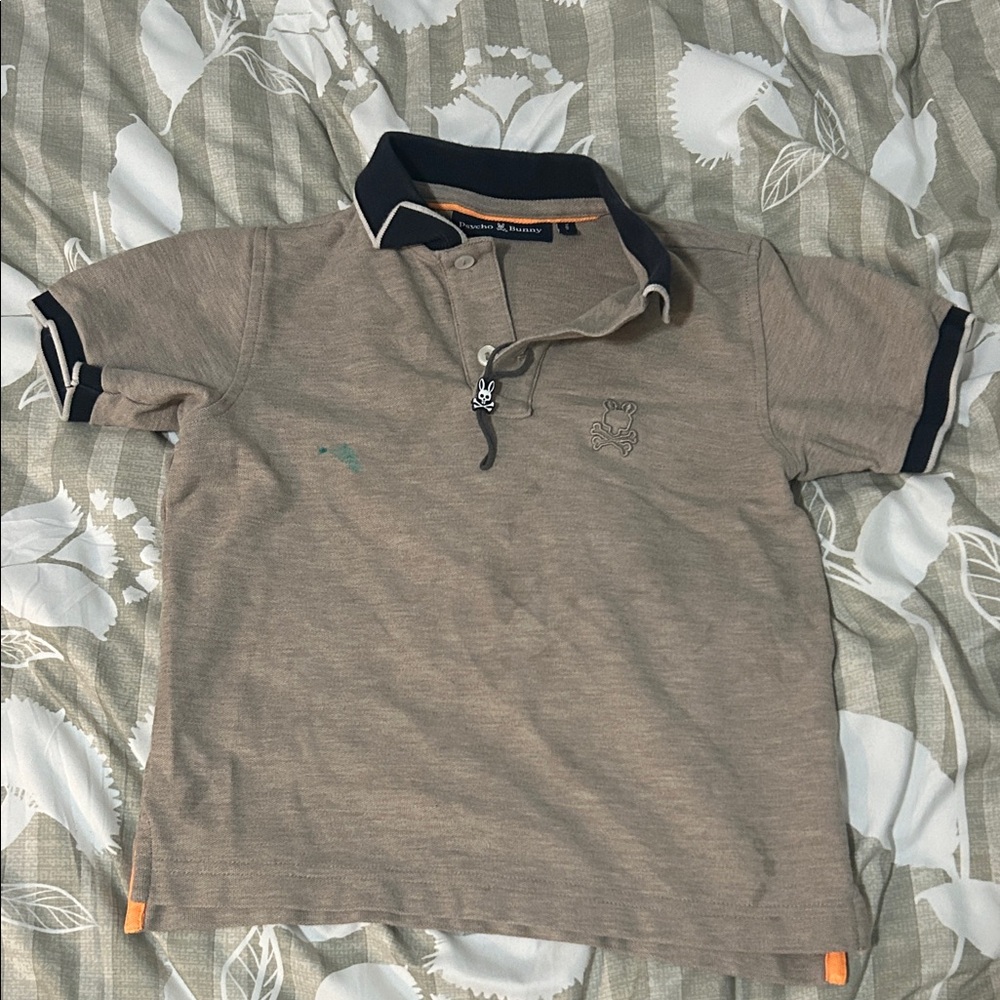 Psycho Bunny Kids Polo in Brown with Black Trim